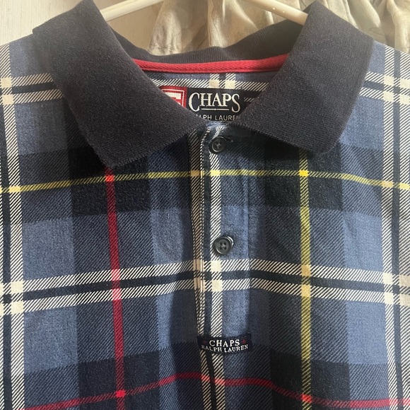 Vintage Chaps Ralph Lauren Polo Shirt Logo Green Plaid Short Sleeve - Picture 3 of 7